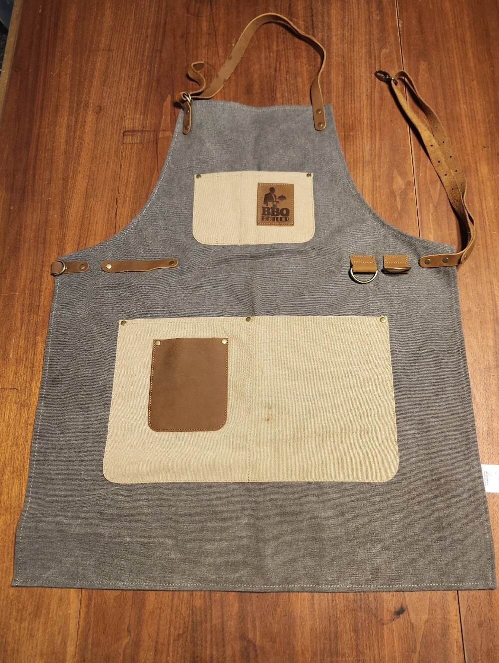 BBQ Butler Men's Canvas and Leather Apron Adj. Straps Grilling/Cookouts
